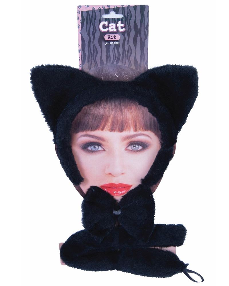 Cat Ears & Tail & Bowtie  Black