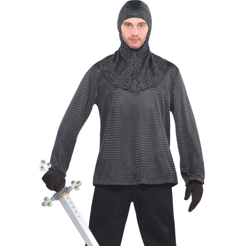 Costume Adult Chain Mail Tunic And Hood Medieval Knight