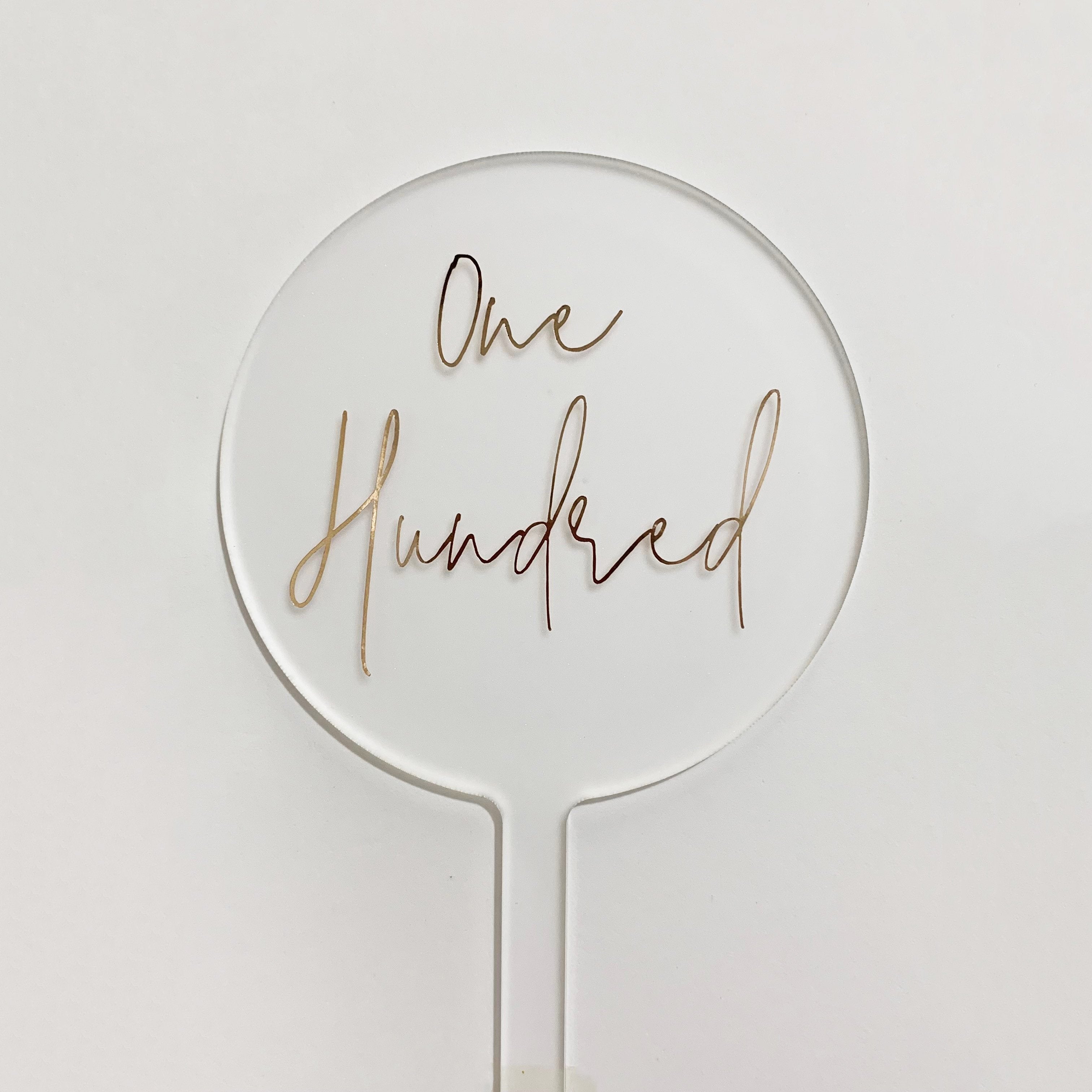 Topper Round One Hundred Frosted - Script Rose Gold