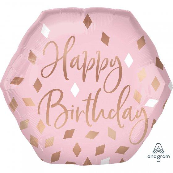 Balloon Foil Supershape Happy Birthday Blush Rose 58cm