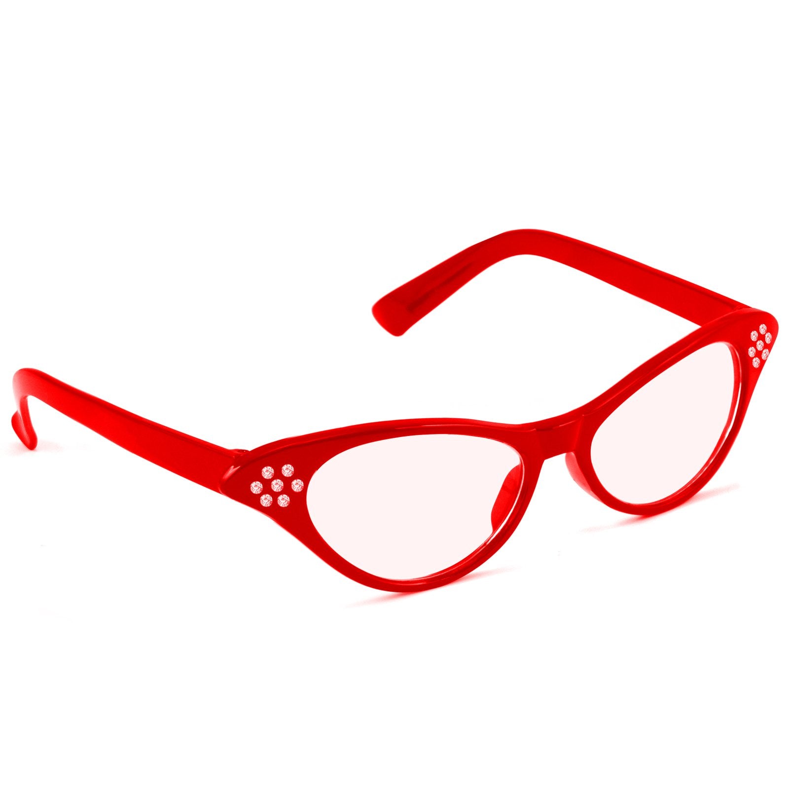 Glasses 1950s Rhinestone Red