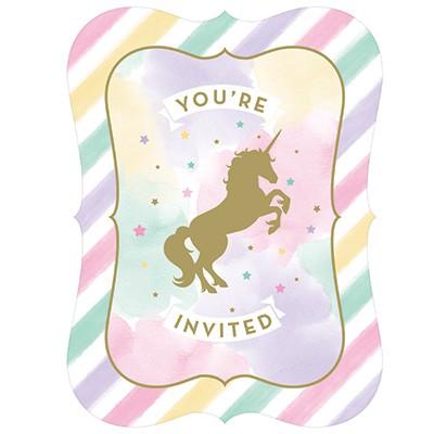 Unicorn Sparkle Invitations Pk/8 - Discontinued Line Last Chance To Buy