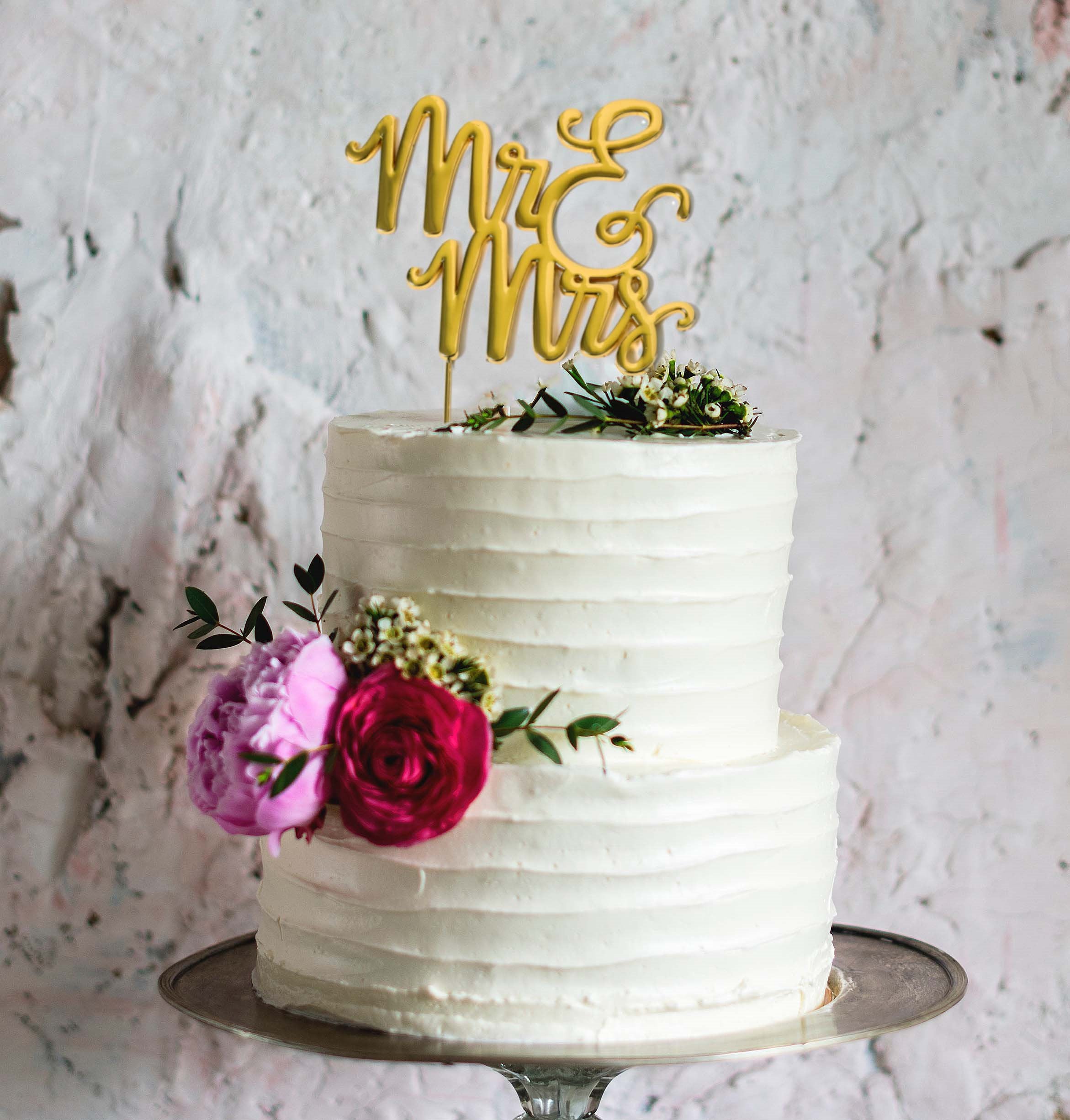 Cake Topper Mr & Mrs Gold Plated