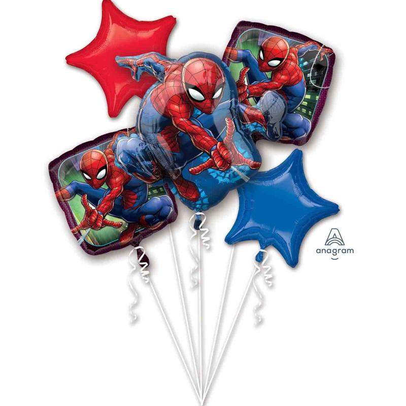 Balloon Bouquet Spiderman Pk/5 (Balloons Only Helium Extra)