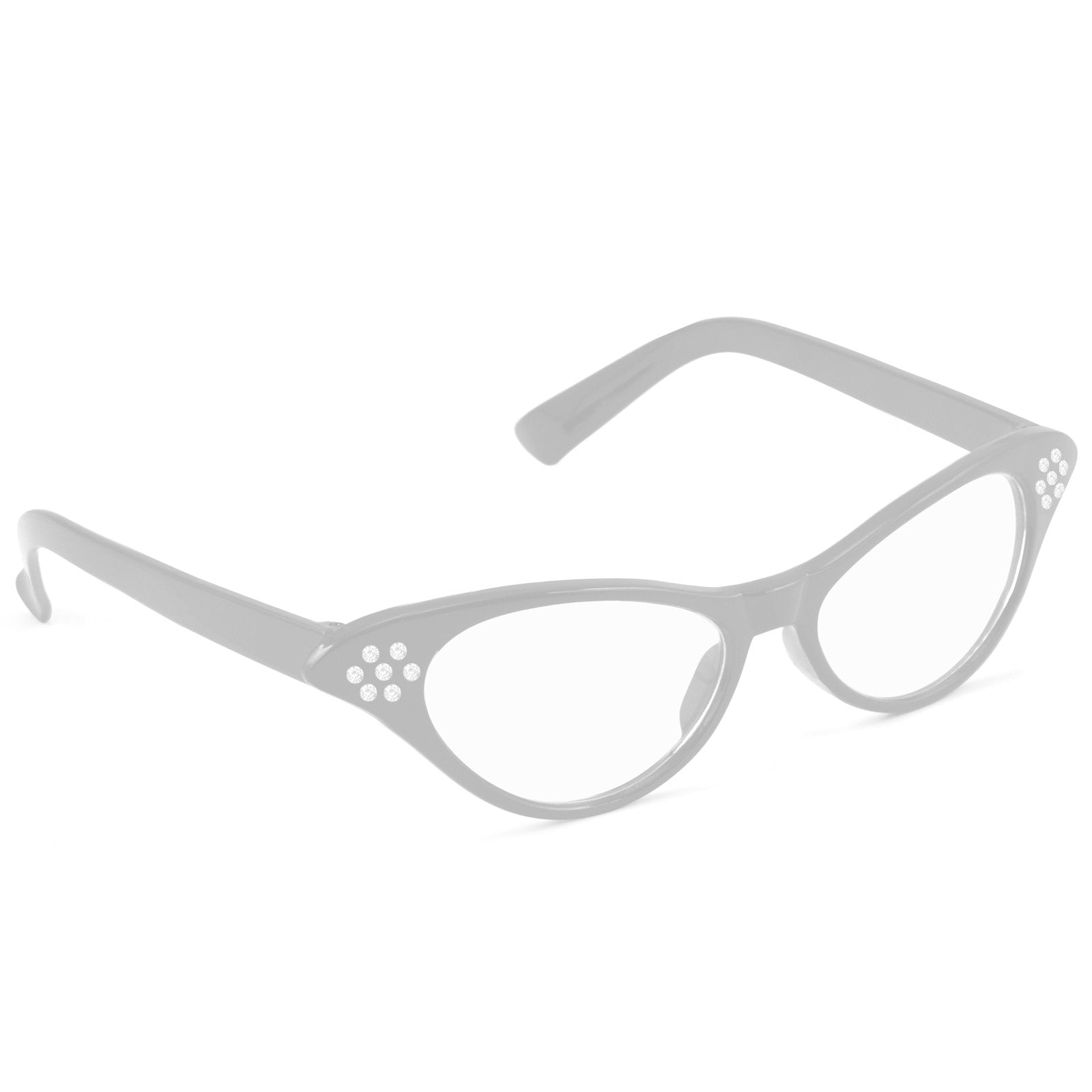 Glasses 1950s Rhinestone White