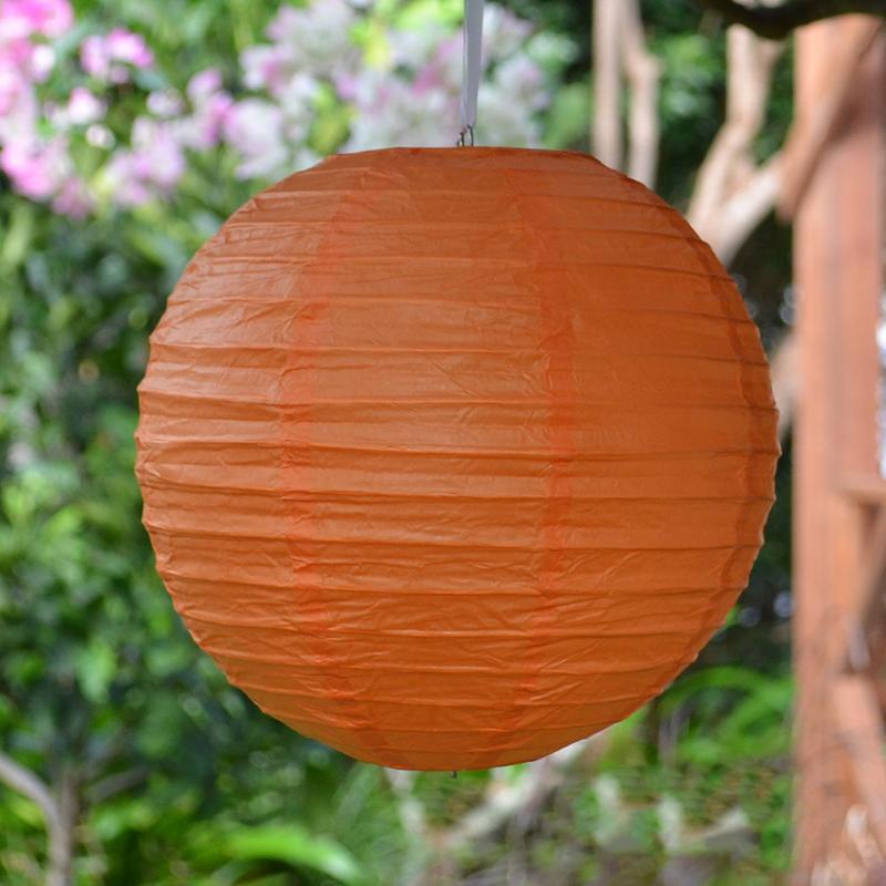 Lantern 20cm Orange Round Paper