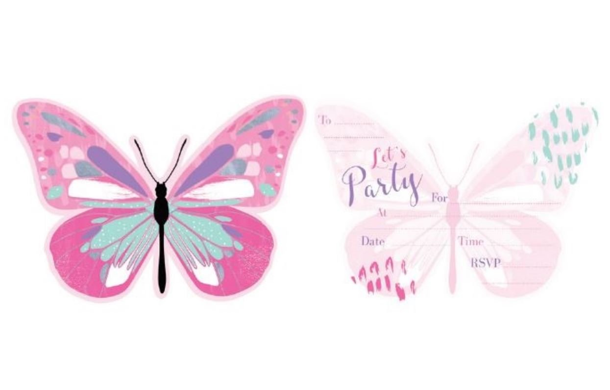 Party Invitation Pk/8 Butterfly Flutter