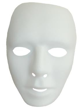 Mask Full Face White Matte Plastic Economy Adult Design Your Own Mask