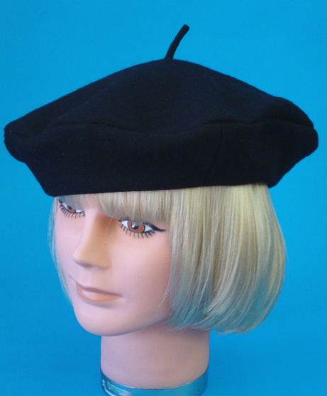 Hat Beret Black Wool French