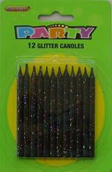 Glitter Candle Black 12pk