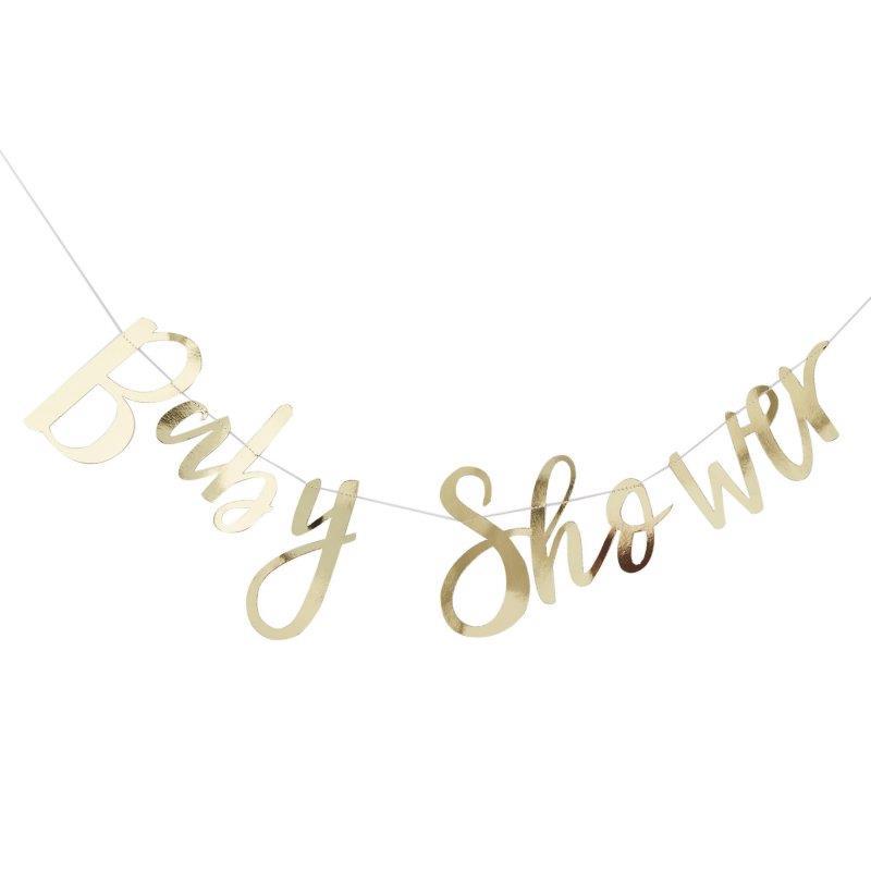 Oh Baby Banner/Backdrop Baby Shower Gold 1.5m