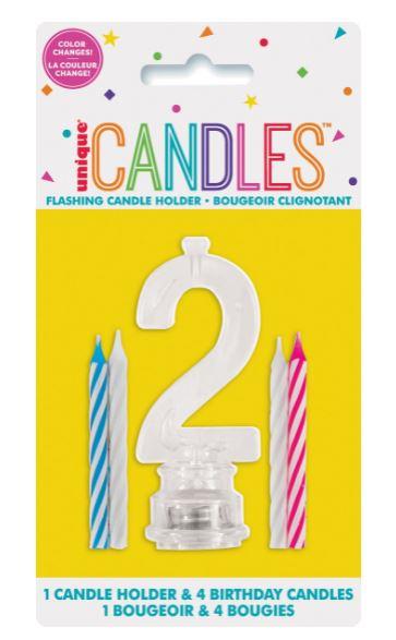 Cake Decoration & 4 Candles Flashing Number Two  - Discontinued Line