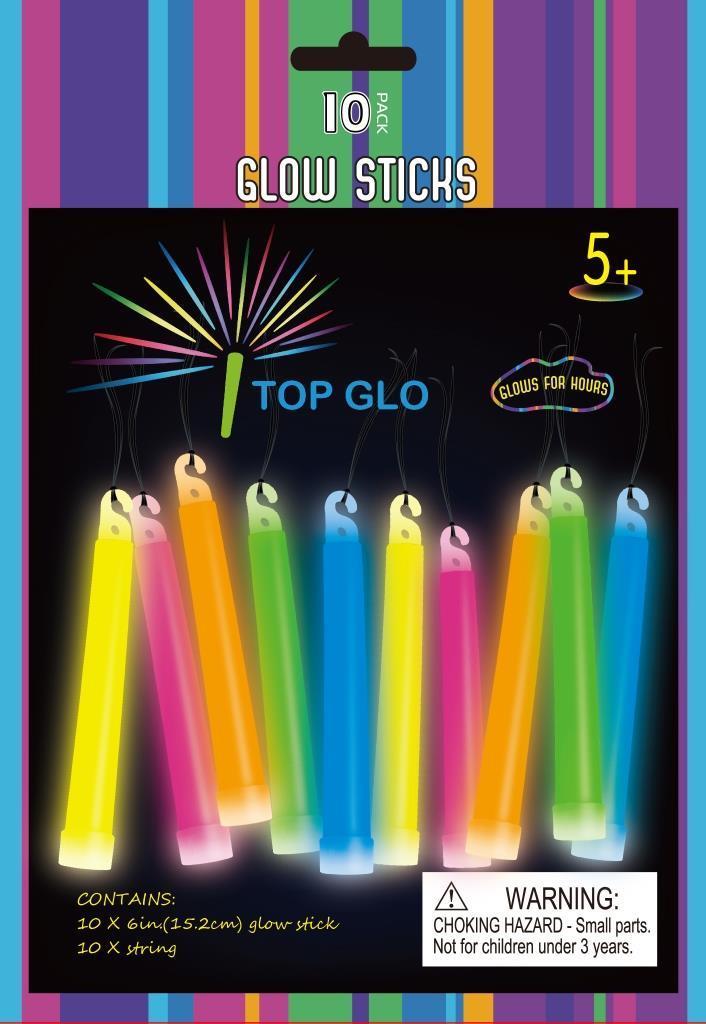 Glow In The Dark Glow Light Sticks Assorted Colours 15cm Pk/10