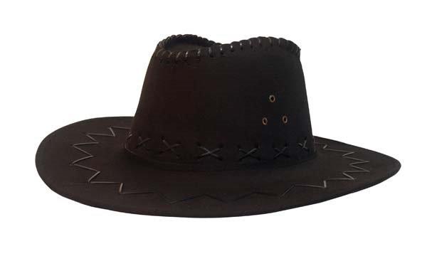 Hat Cowboy/Cowgirl Black With Stitching