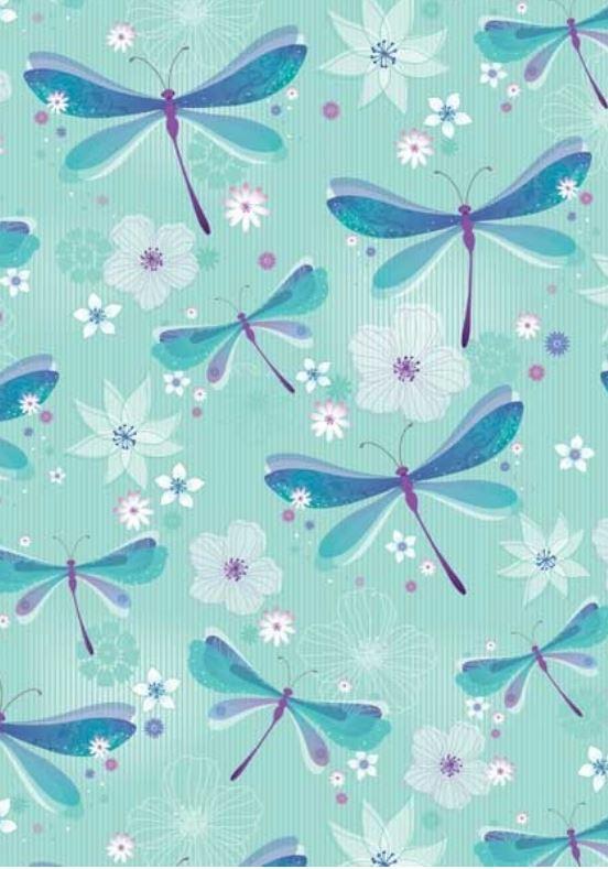 Gift Wrapping Paper Dragonflies Blue/Green