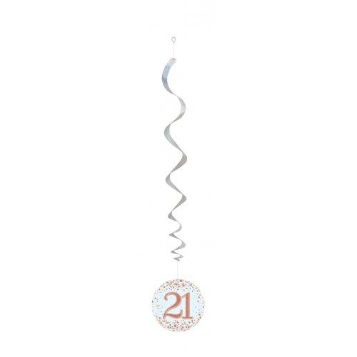 Hanging Swirls 21st Birthday Sparkling Fizz Rose Gold Pk/6
