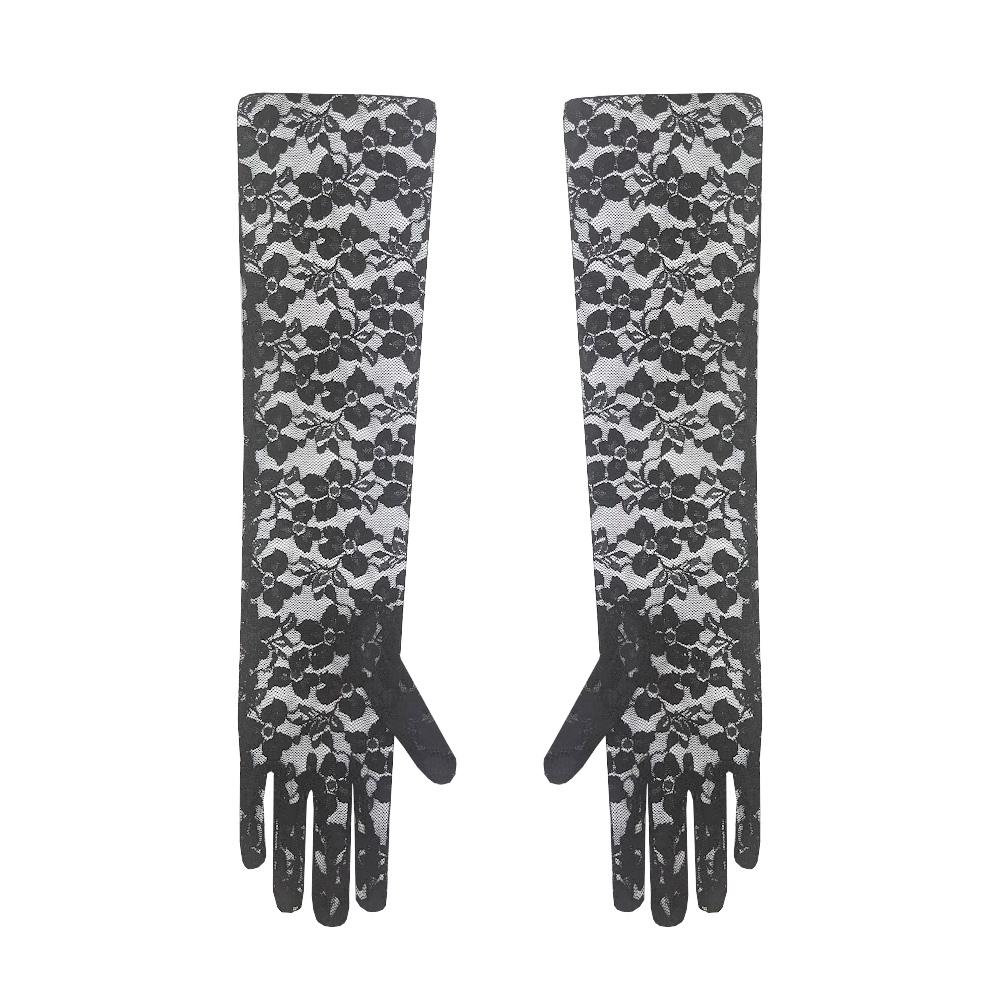 Gloves Lace Black To Elbow 42cm