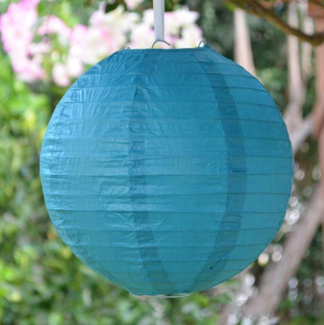Lantern 35cm Teal Green/Blue Round Paper
