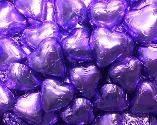 Chocolate Hearts Mauve 1kg Bulk